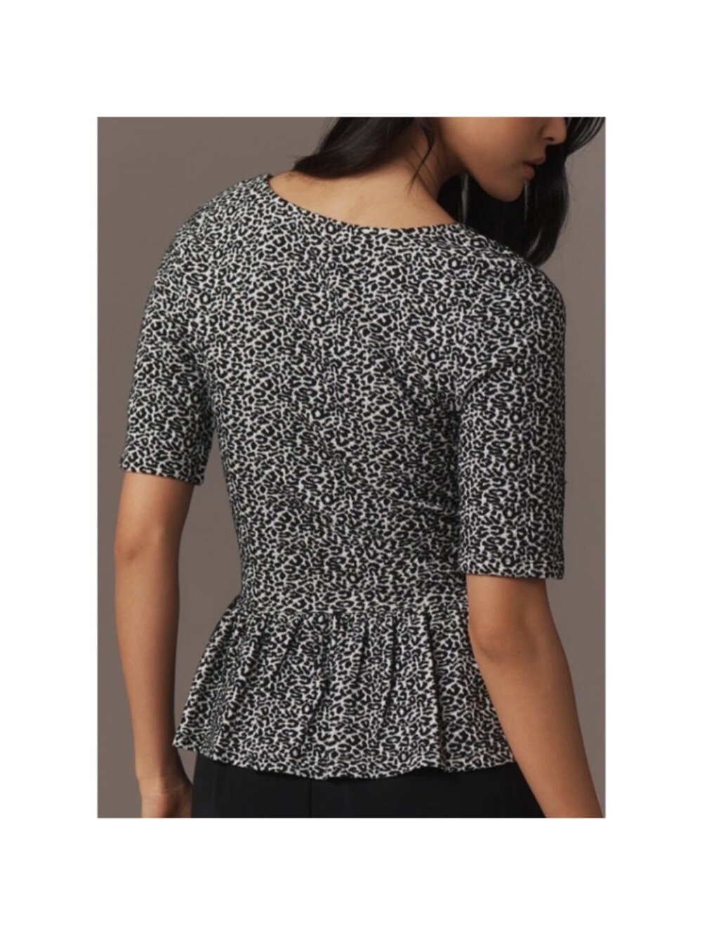 Anthropologie Maeve Leopard Print Peplum Top Scoop Neck L - Picture 2 of 9